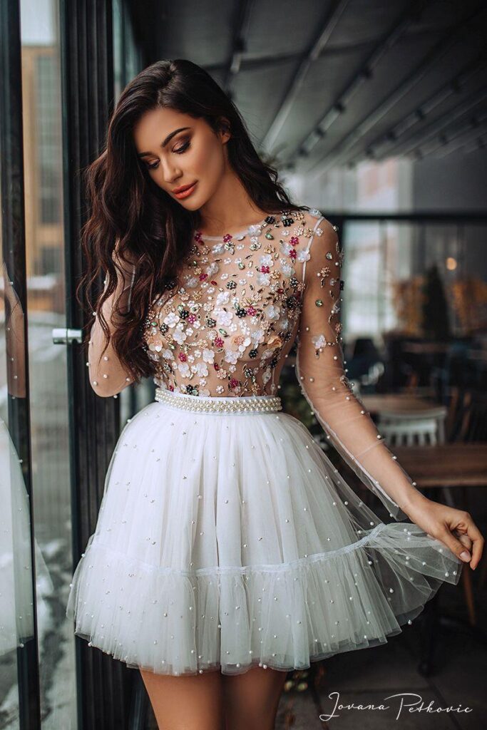 WHITE JASMINE FLOUNCE DRESS