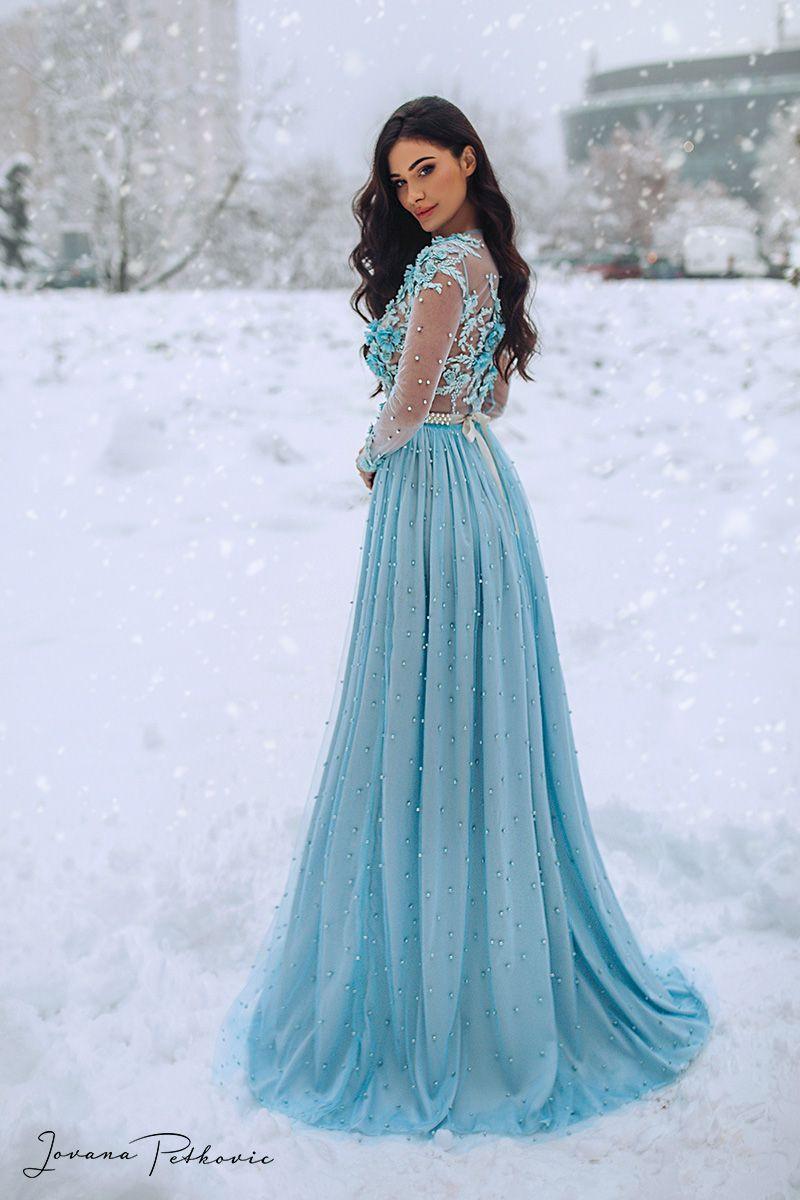 SNOW BLUE LONG DRESS – Svecane haljine Jovana Petkovic