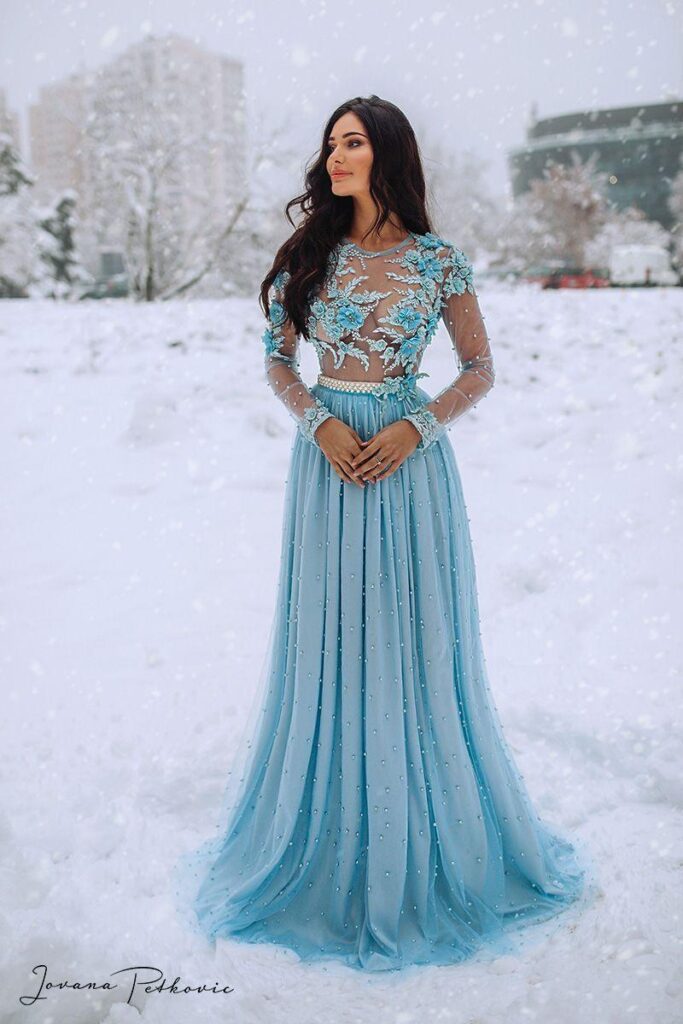 SNOW BLUE LONG DRESS