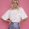VINTAGE WHITE T-SHIRT JEANS BLUE LOGO
