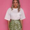 VINTAGE WHITE T-SHIRT MATCHA GREEN LOGO