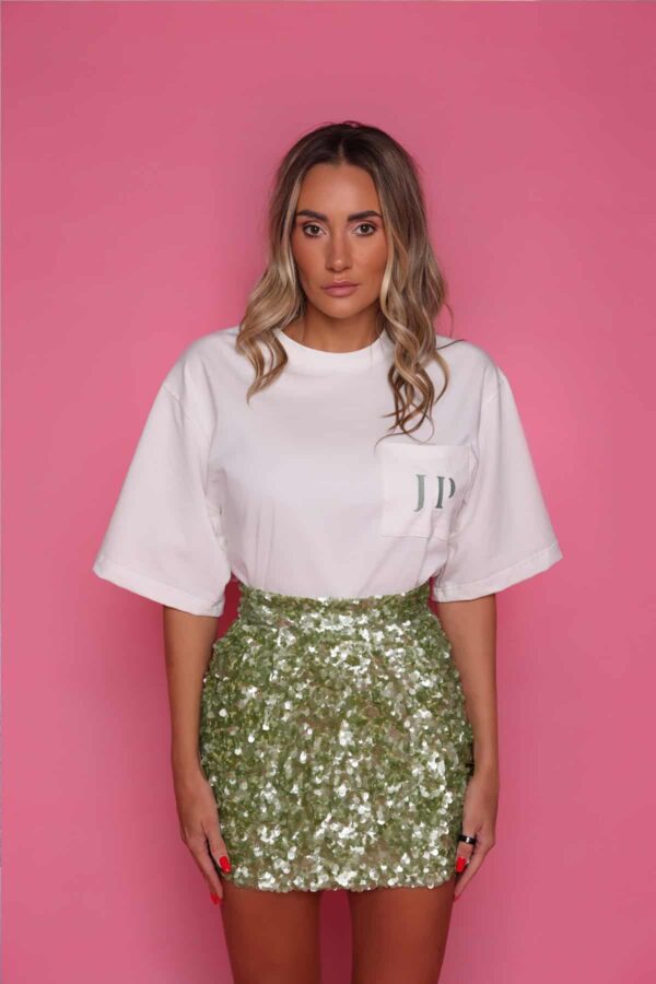 VINTAGE WHITE T-SHIRT MATCHA GREEN LOGO