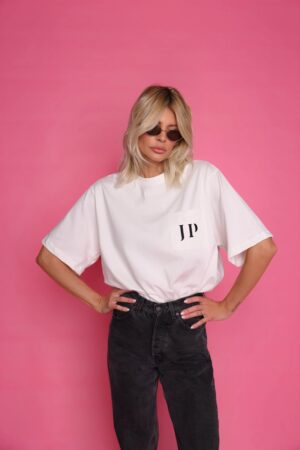 Vintage White T shirt Black Logo